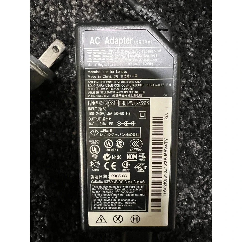 Genuine IBM AC Adapter Power Supply 16V 3.5A‎ 02K6810 Laptop Charger